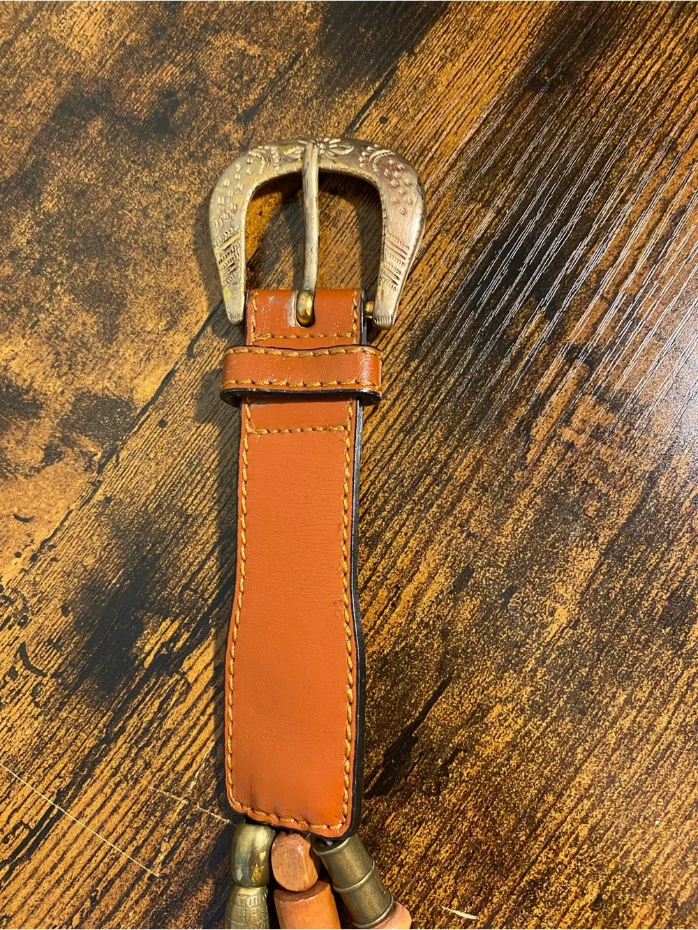 The Limited Tan Leather and Antique-Gold Beaded Multi-Strand Belt